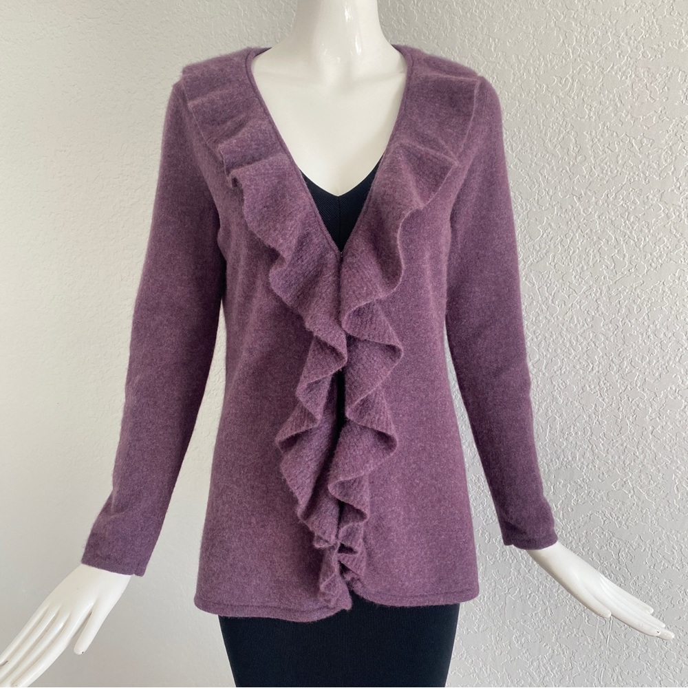 Talbots purple truffle trim Cashmere sweater